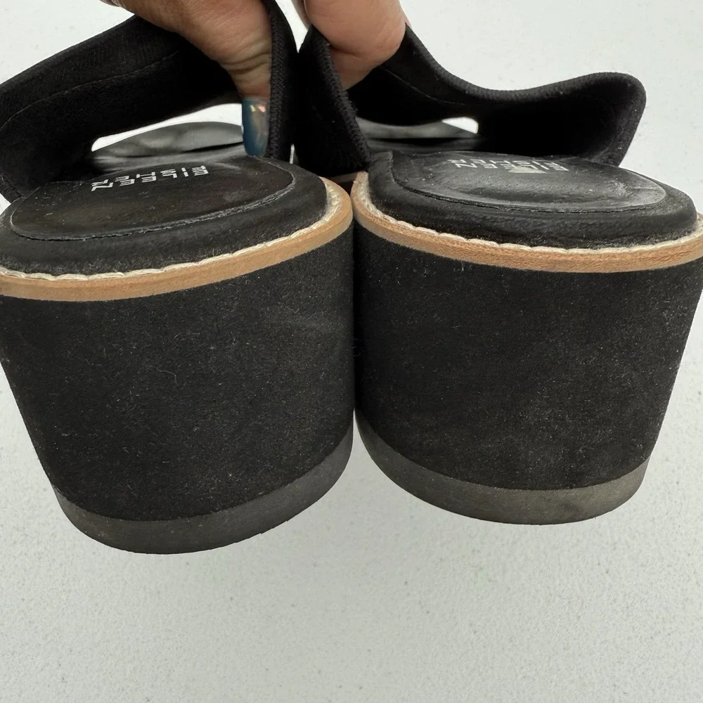 Eileen Fisher Telly Recycled Stretch Knit Wedge Sandal Sz 6‎ Slip On Black Rare